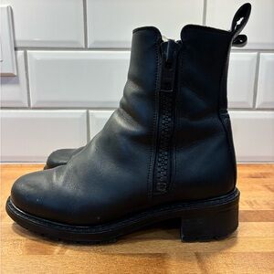 Leather black booties